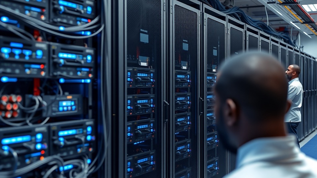 Data center africain avec serveurs rackés