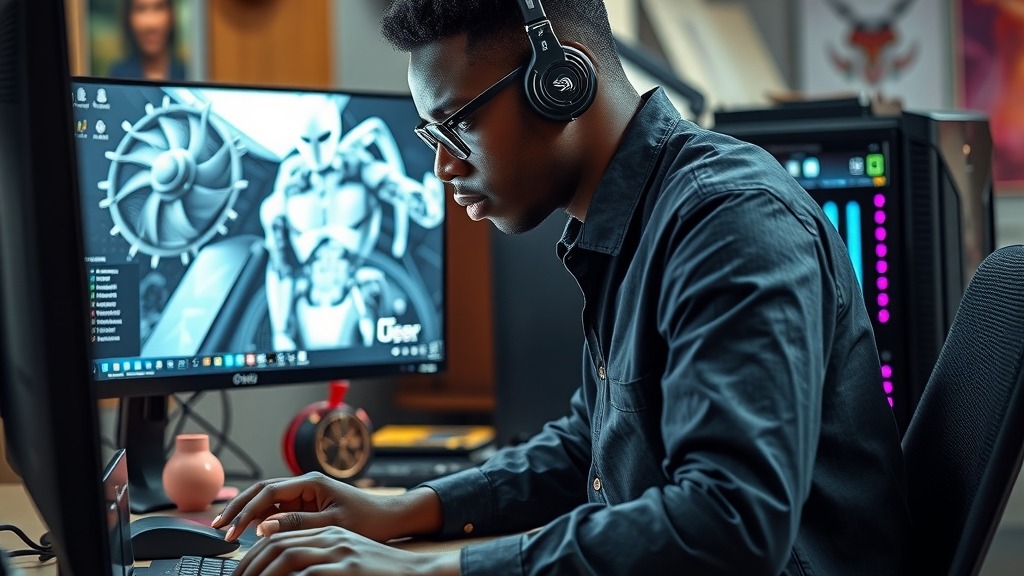 Développeur africain utilisant un modèle d'IA local sur un PC