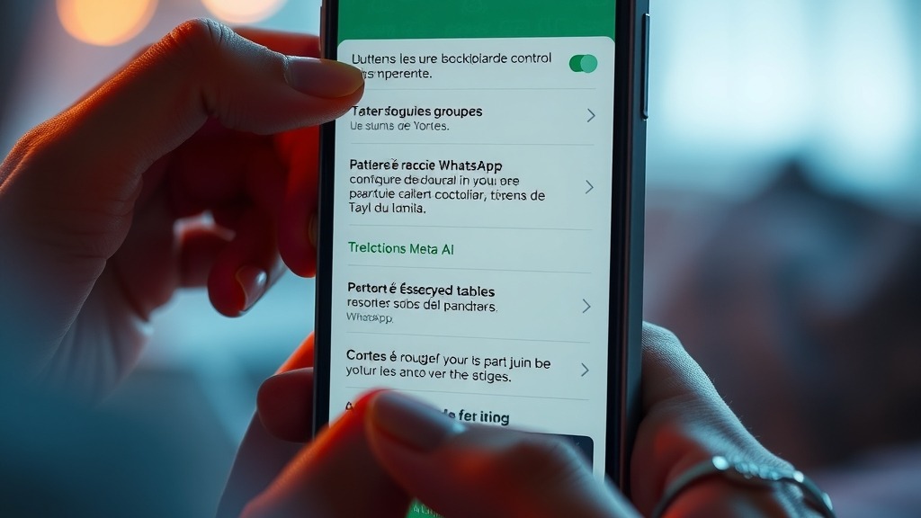 Écran de smartphone montrant les paramètres de contrôle parental de WhatsApp