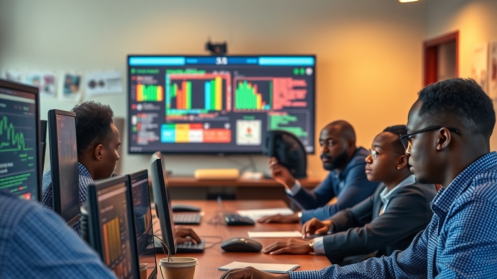 Équipe de cybersécurité africaine analysant des alertes de sécurité en réunion