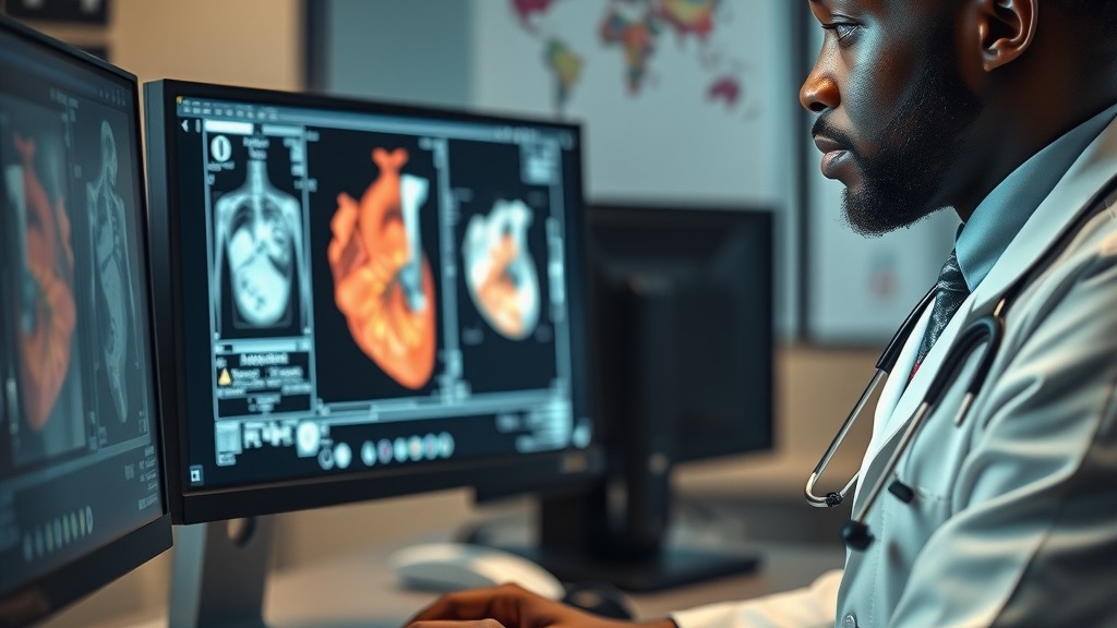 Médecin analysant une imagerie cardiaque sur un écran
