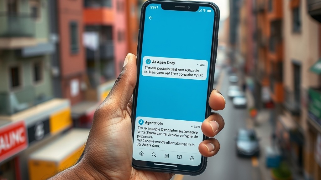 Notification d'un agent Dots sur smartphone dans un environnement urbain africain