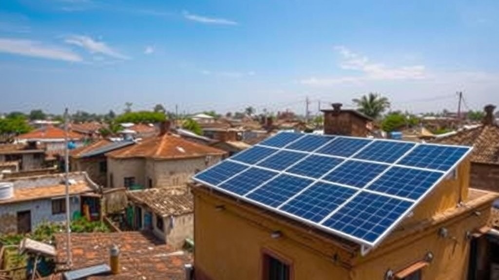 Panneaux solaires installés sur les toits d'un quartier de Ouagadougou