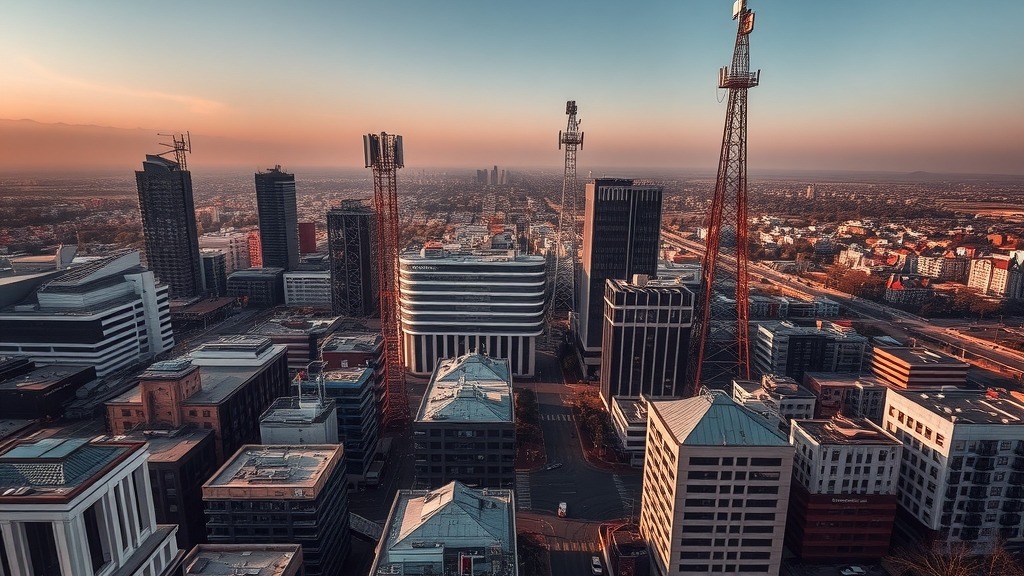 Quartier d'affaires de Randburg avec infrastructures 5G