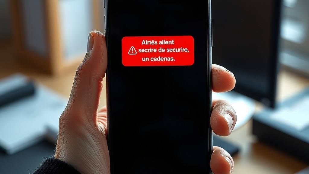 Smartphone affichant une alerte de sécurité