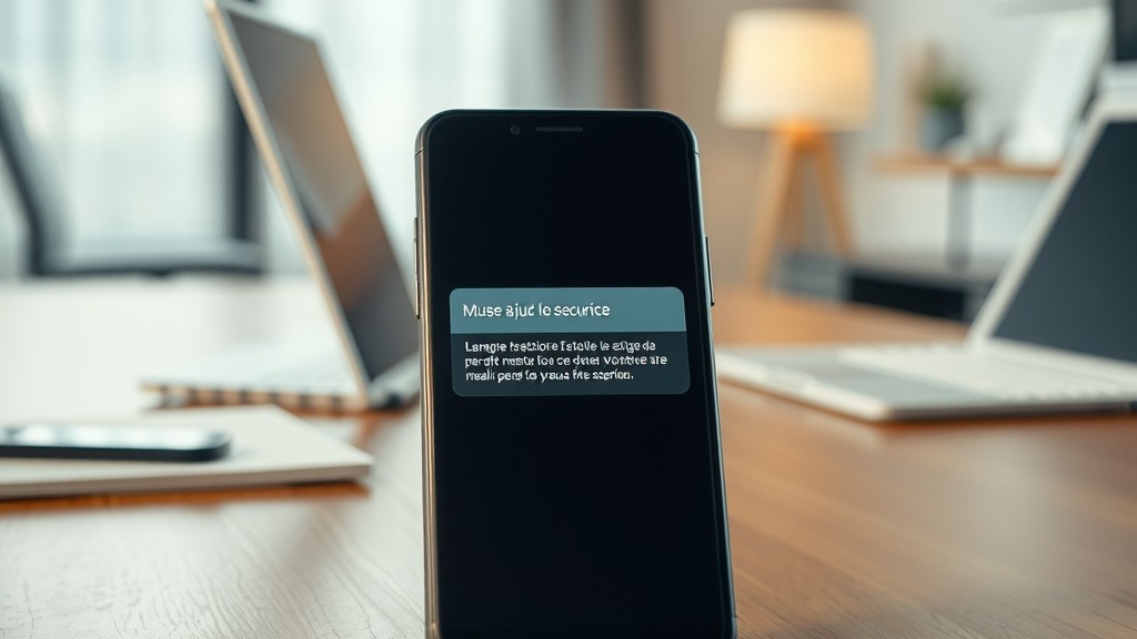 Smartphone Android affichant une notification de mise à jour de sécurité