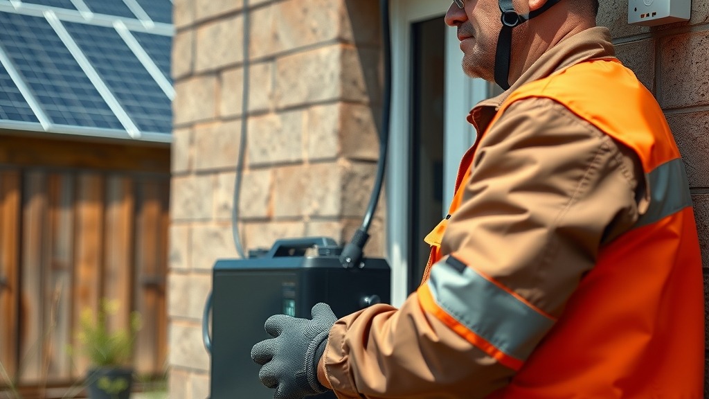 Technicien installant une batterie domestique connectée en Afrique