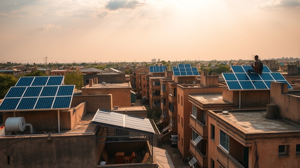 Toits solaires dans un quartier de Ouagadougou