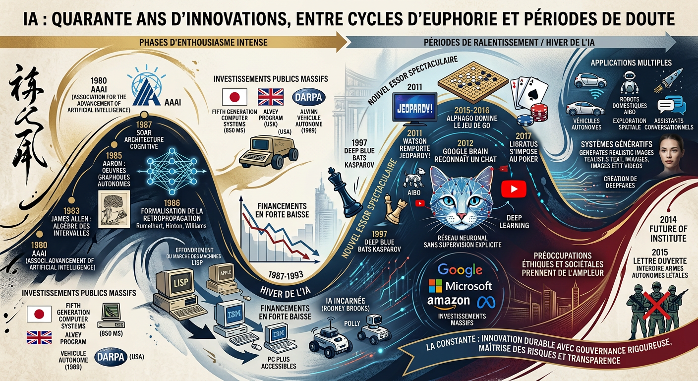 IA : quarante ans d’innovations, entre cycles d’euphorie et périodes de doute