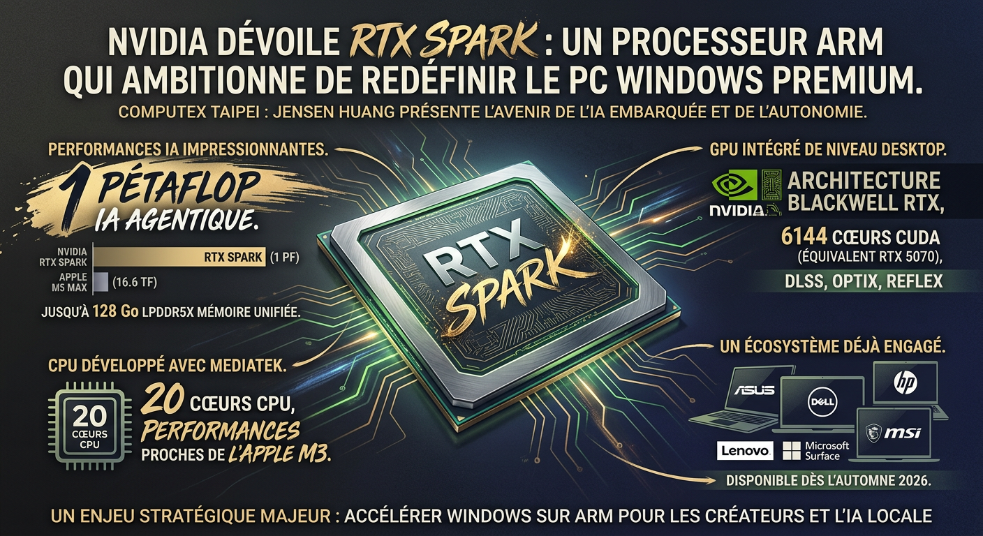 Nvidia dévoile RTX Spark : un processeur ARM qui ambitionne de redéfinir le PC Windows premium