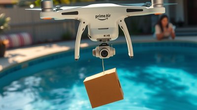 Amazon : un drone livre un colis directement dans une piscine au Texas