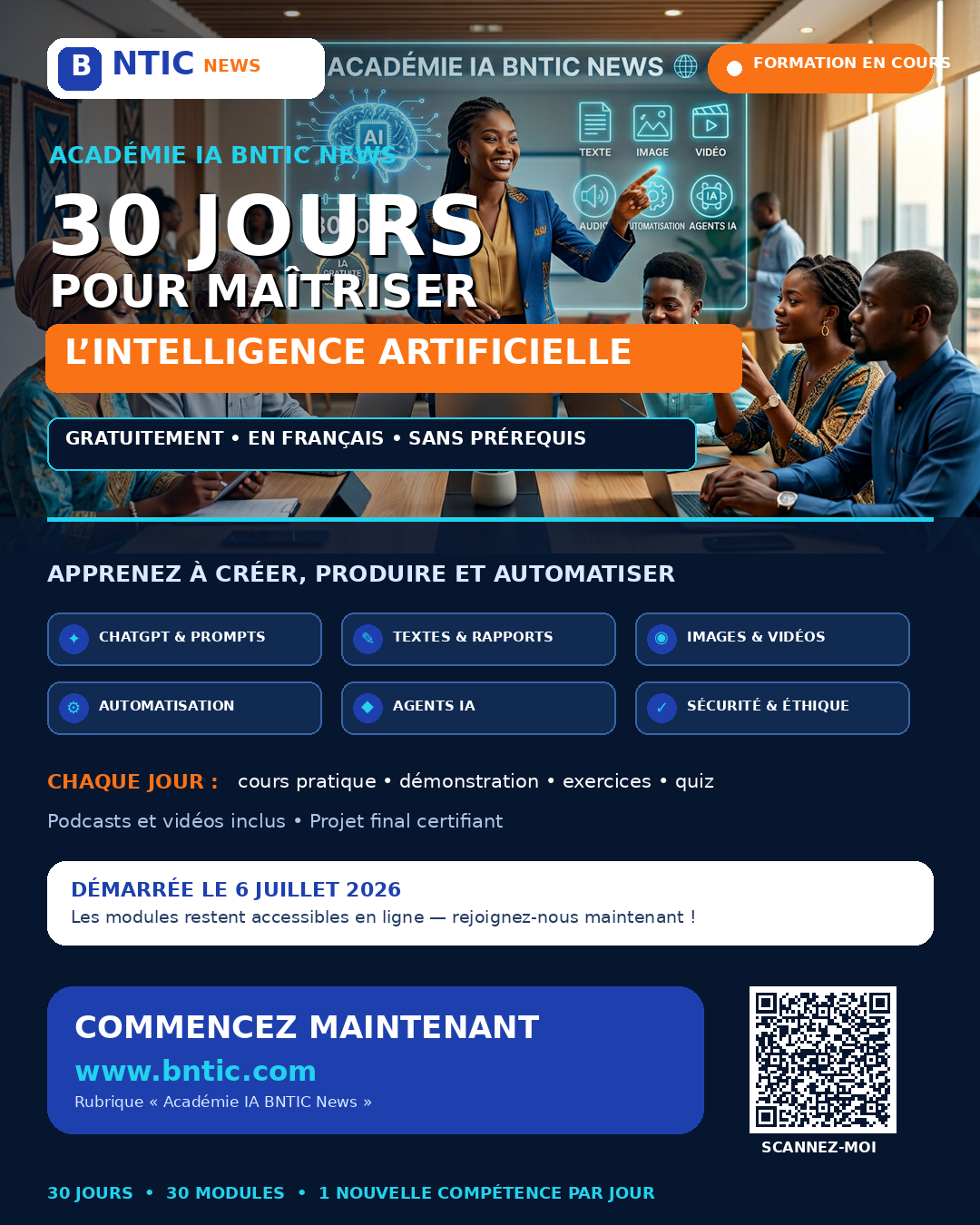L’IA change le monde. En 30 jours, faites partie de ceux qui la maîtrisent !